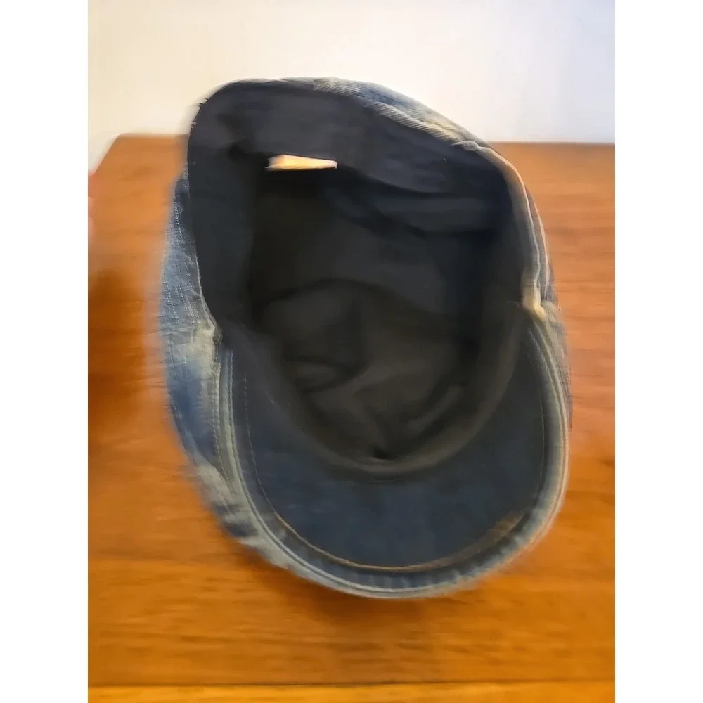Vintage Denim Cabbie Newsboy Cap Gatsby Hat Retro 80s Jean Golf Grunge Mens Med